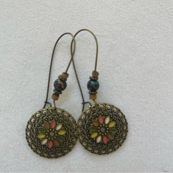 Earrings in Gold Boho Retro Style Hollow Dangle Earring Set of 3 - Picture 3 of 5